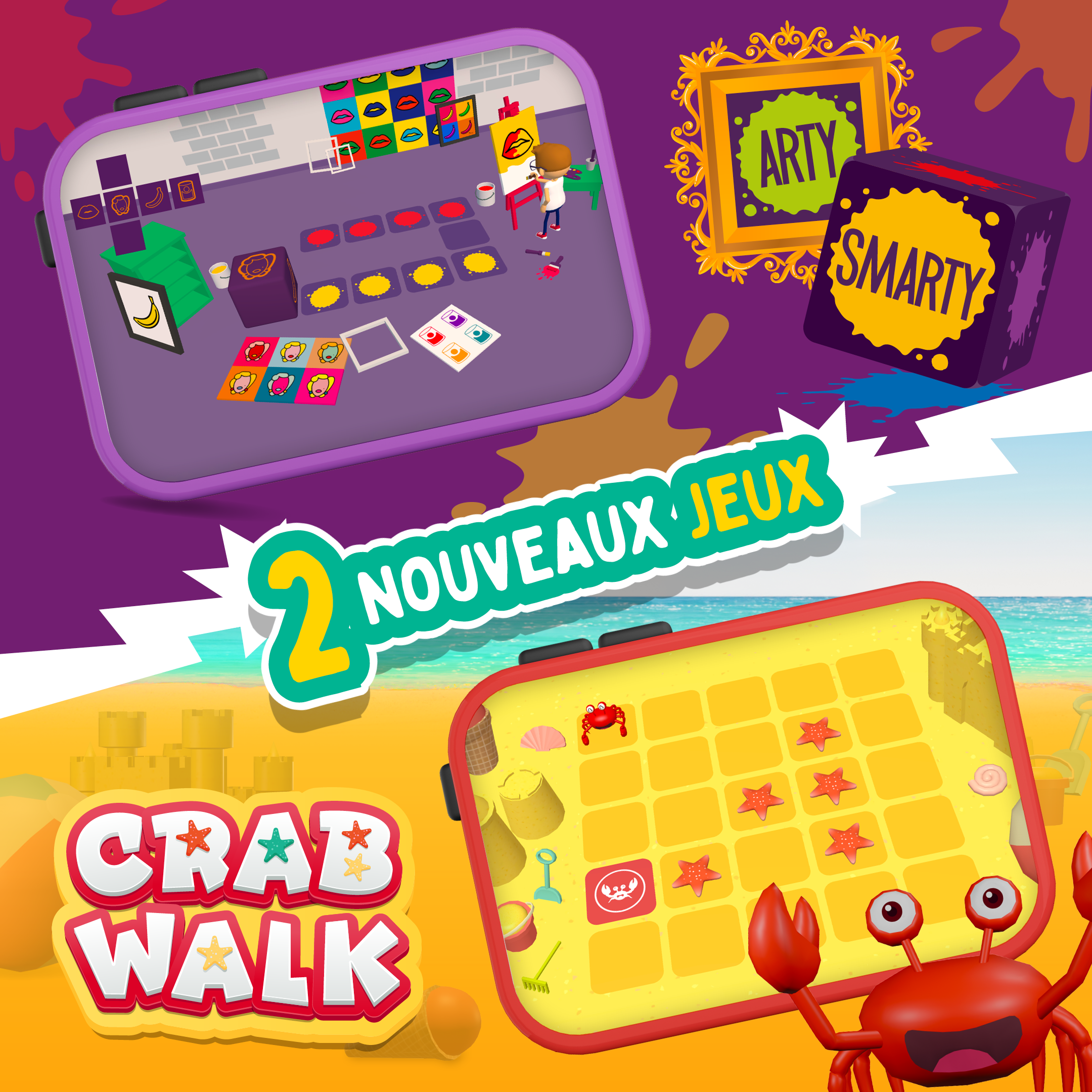 Deux nouveaux jeux dans SmartGames Playroom : Arty Smarty et Crab Walk 