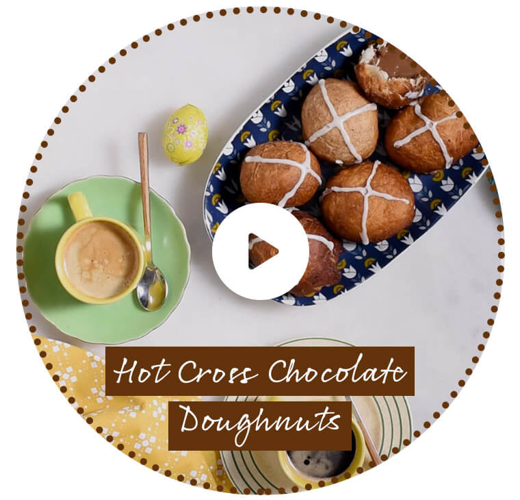 Hot Cross Chocolate Doughnuts