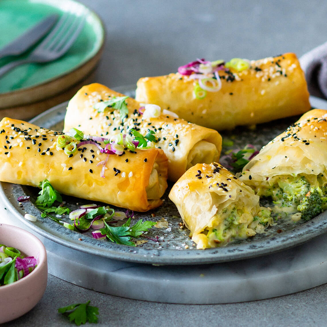 Flaky broccoli and cheese roll-ups