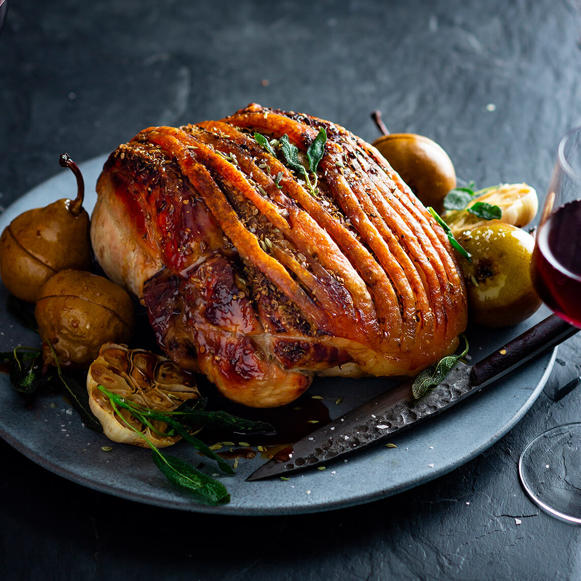Mustard, pear and cider pork leg roast Recipes Pick n Pay