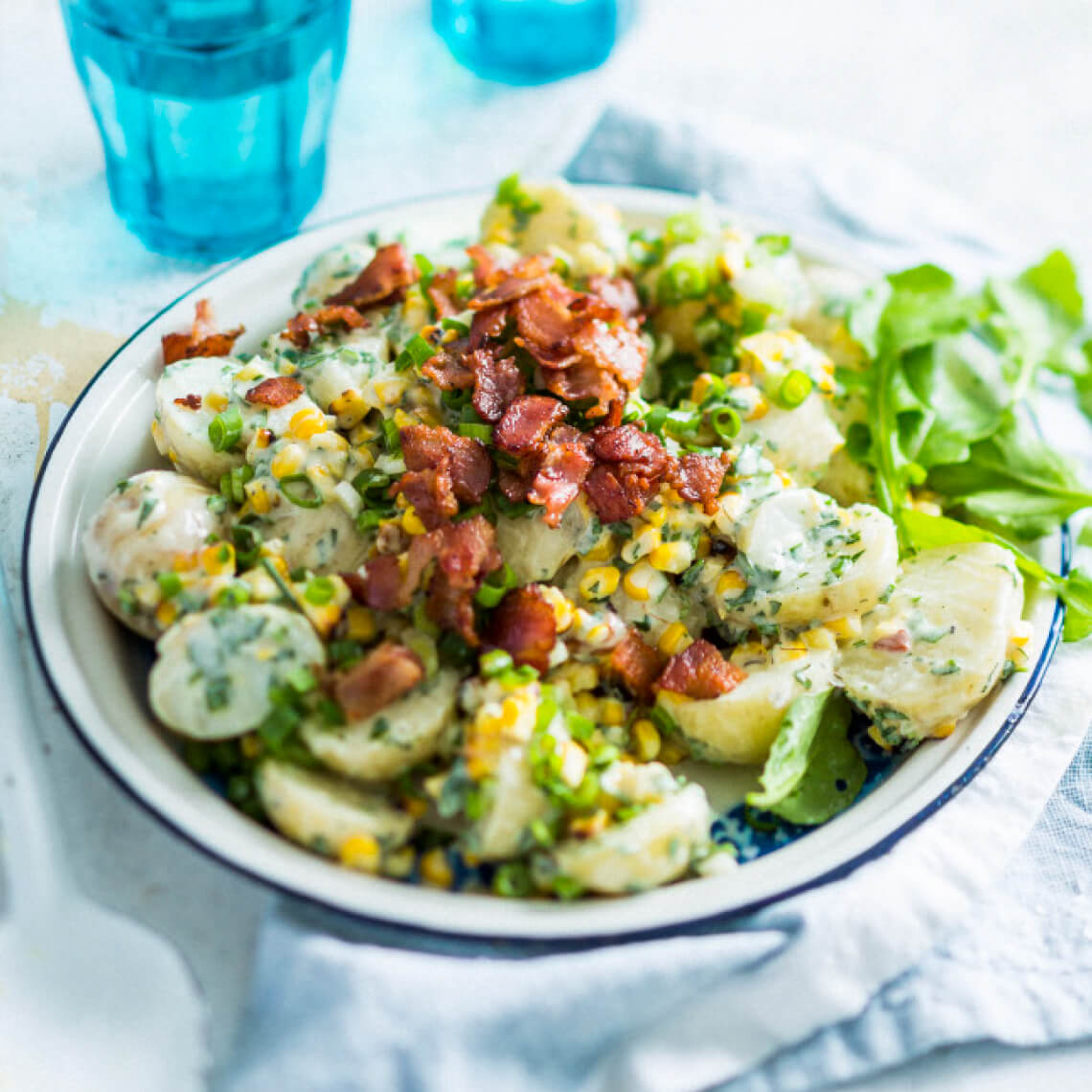 Bacon and corn potato salad