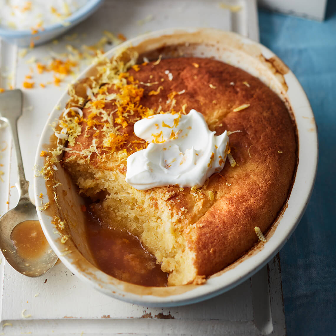 Citrus puddle pudding
