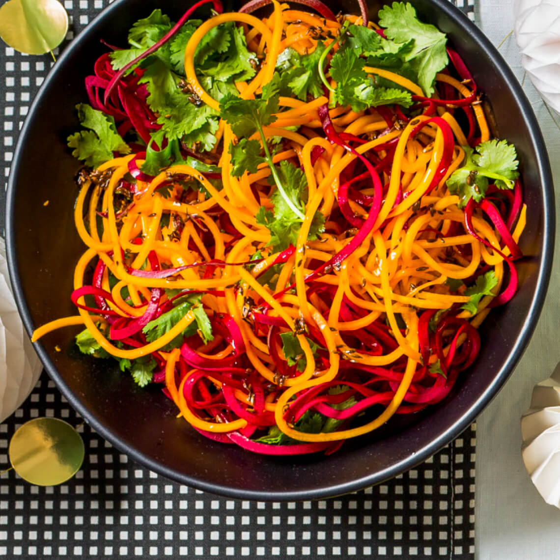 Cumin carrot, beetroot and butternut salad