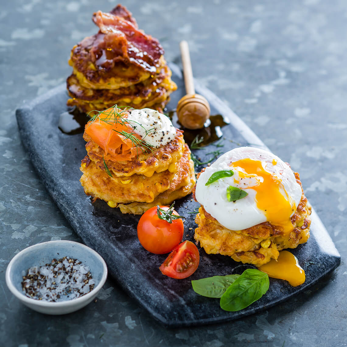 All-dressed up corn fritters