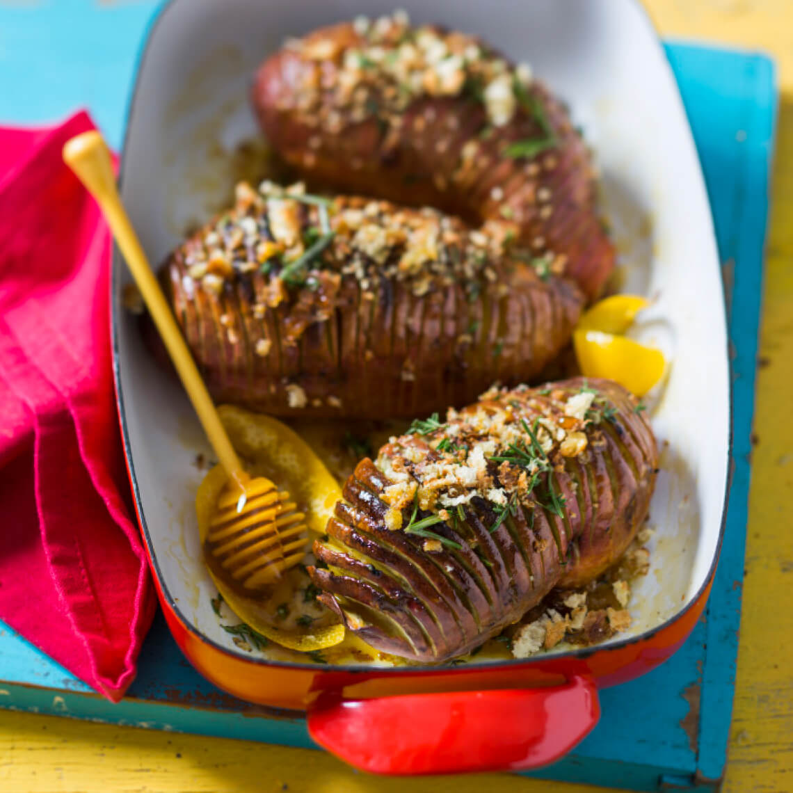 Hasselback sweet potatoes
