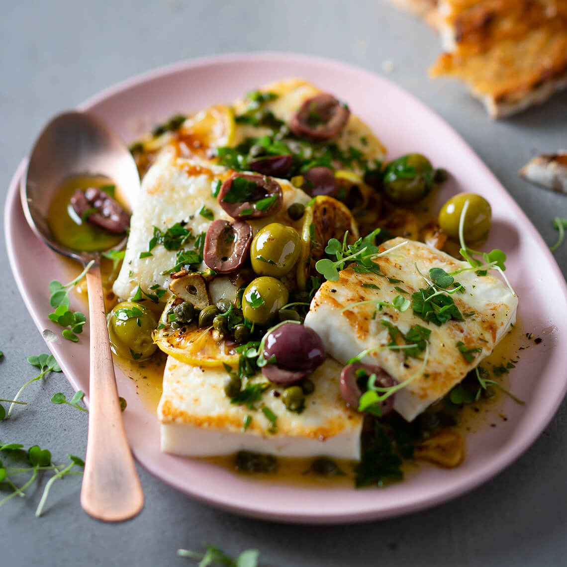 Olive and caper baked halloumi Recipes Pick n Pay