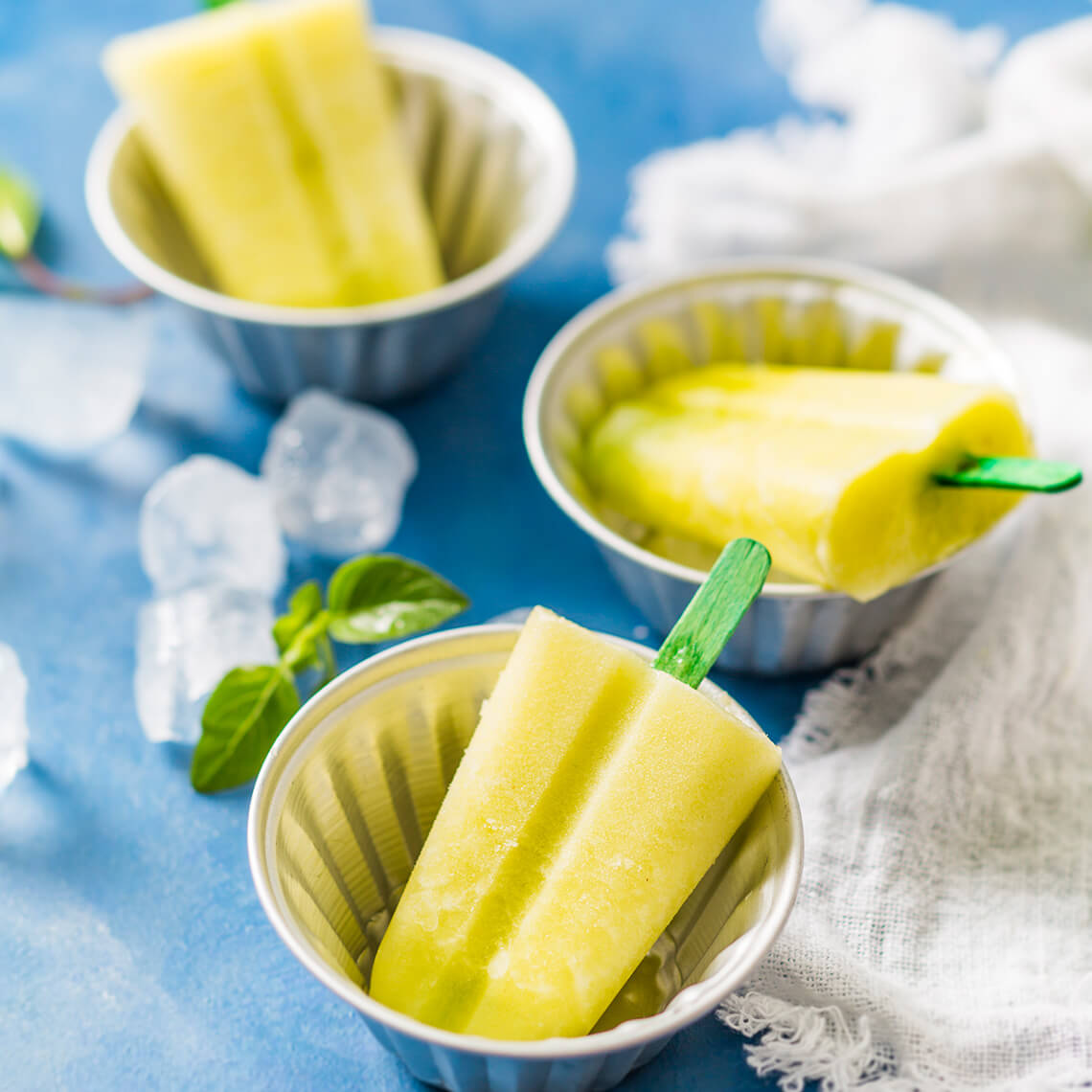 Pineapple and mint lollies