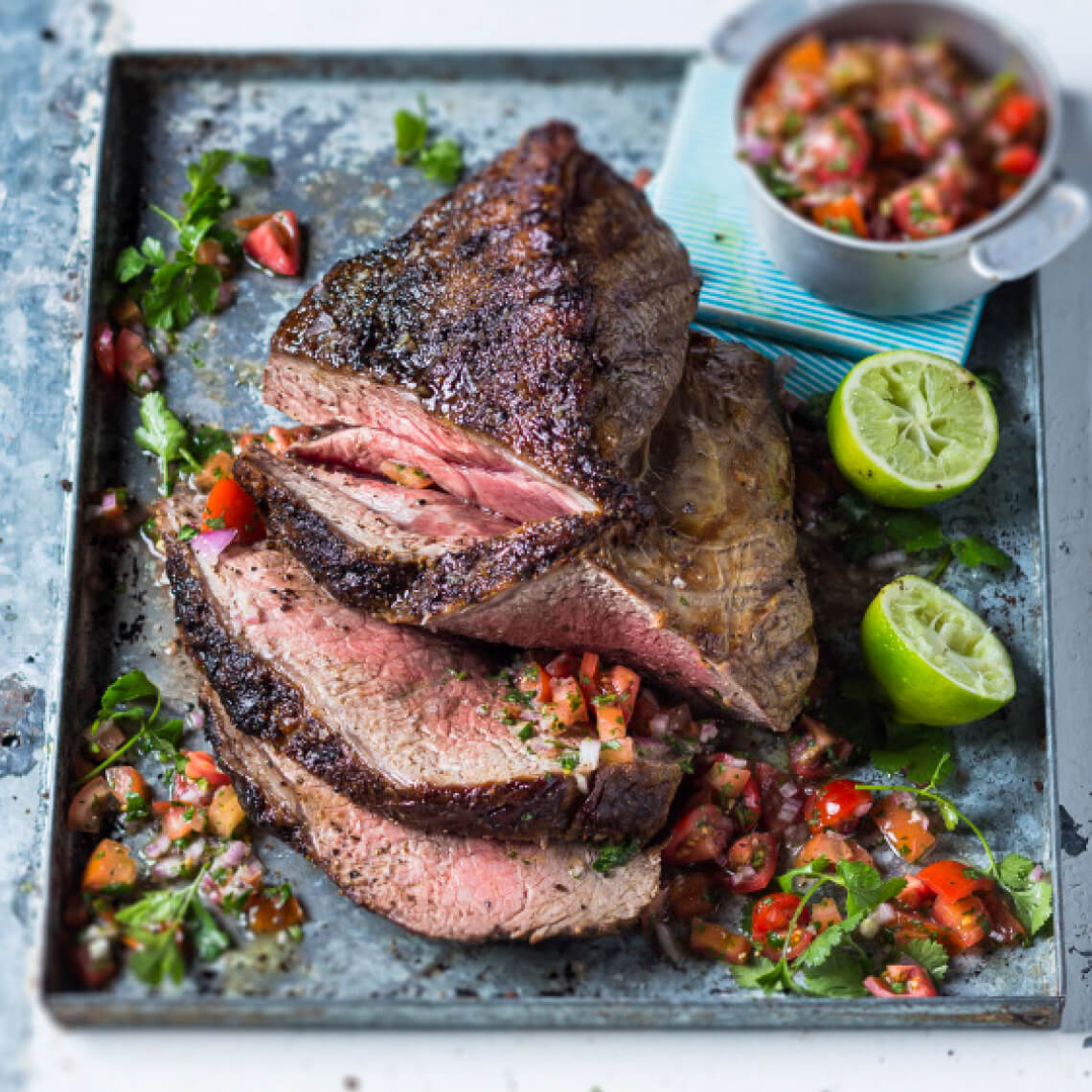 Salt and pepper rump steak with pico de gallo