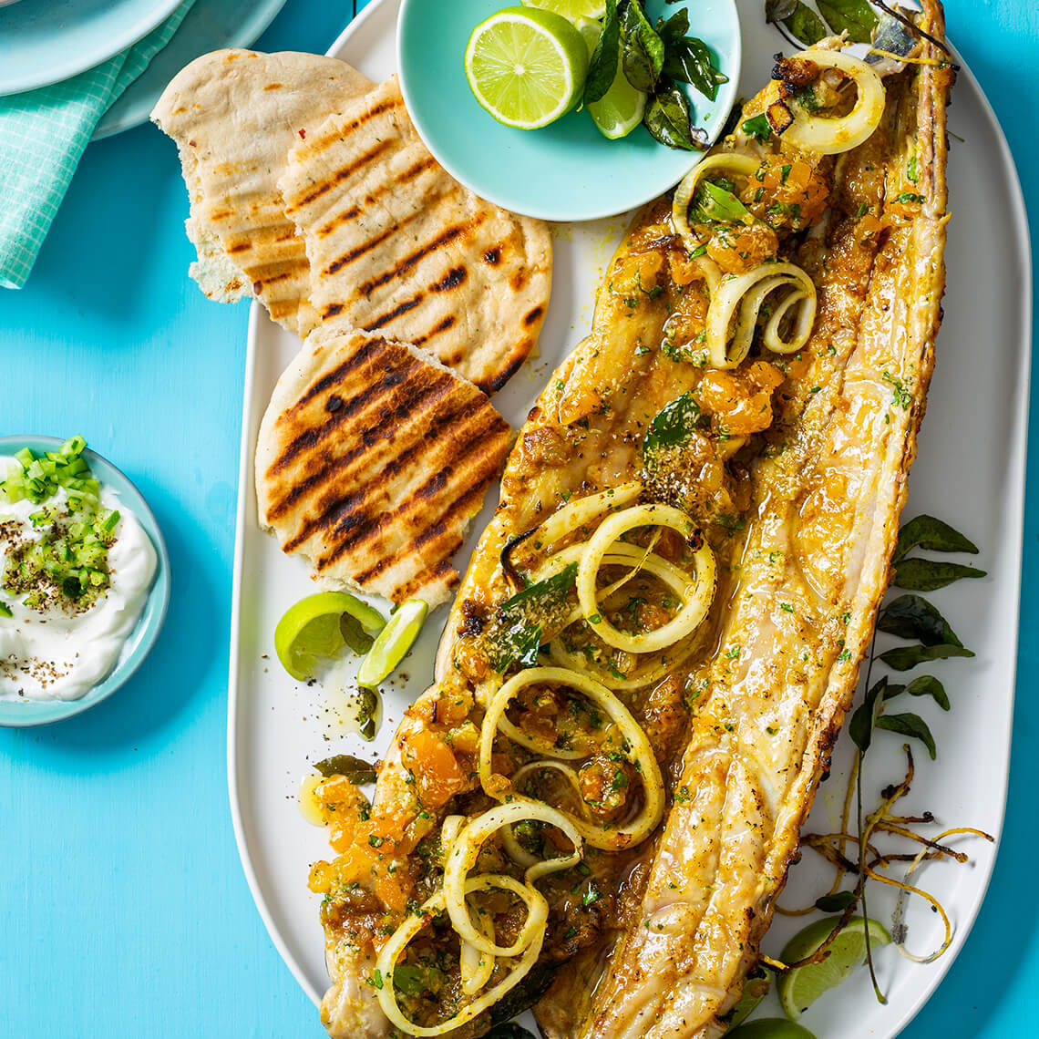 Curried snoek with apricot stuffing