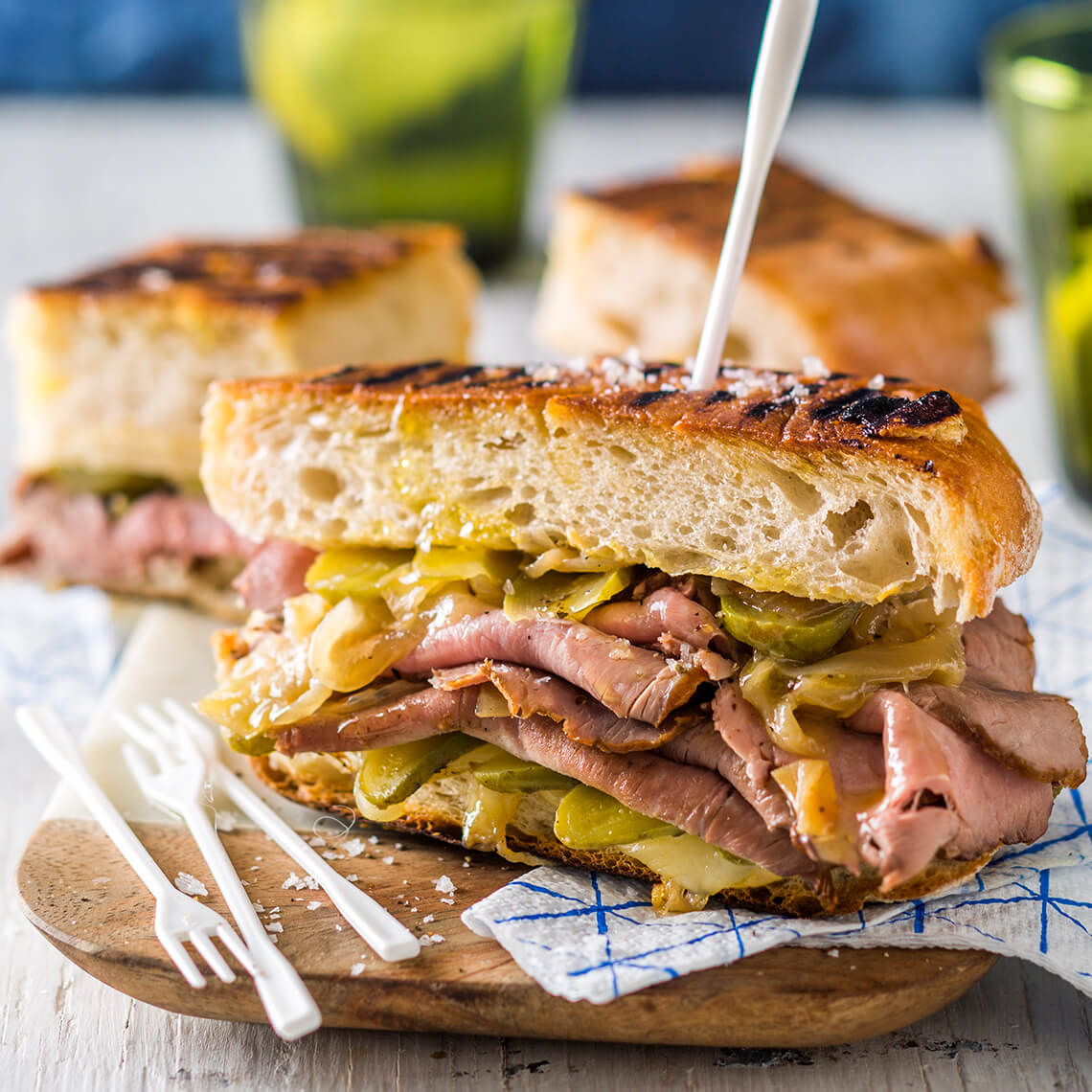 Cubano sandwich with rum onions