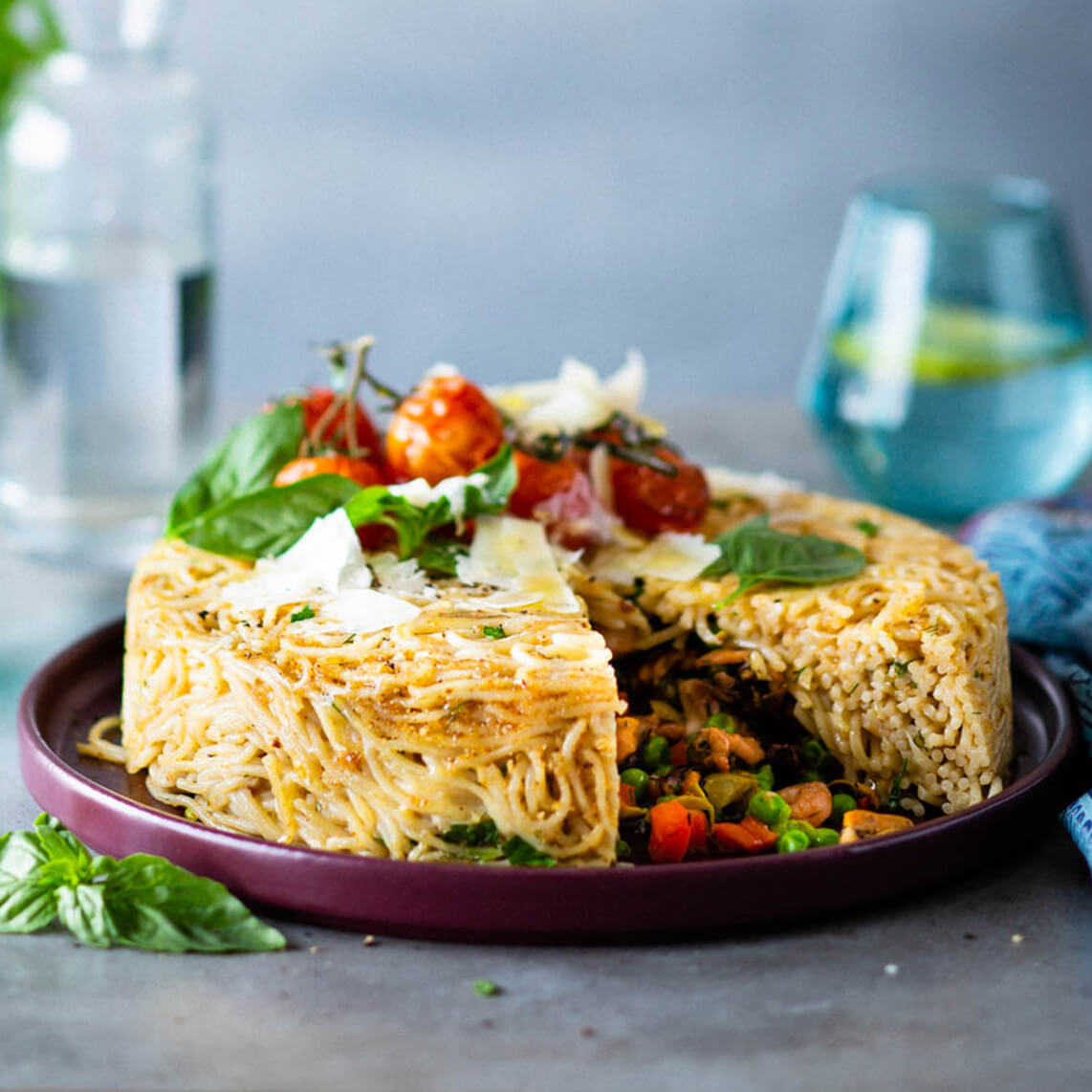 Giant spaghetti timbale with seafood filling Recipes Pick n Pay