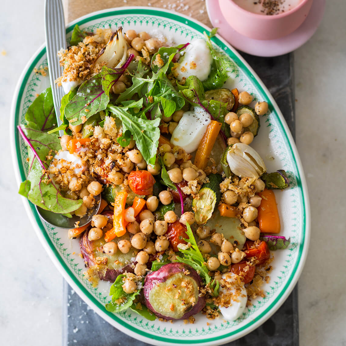 Roast vegetable and chickpea salad