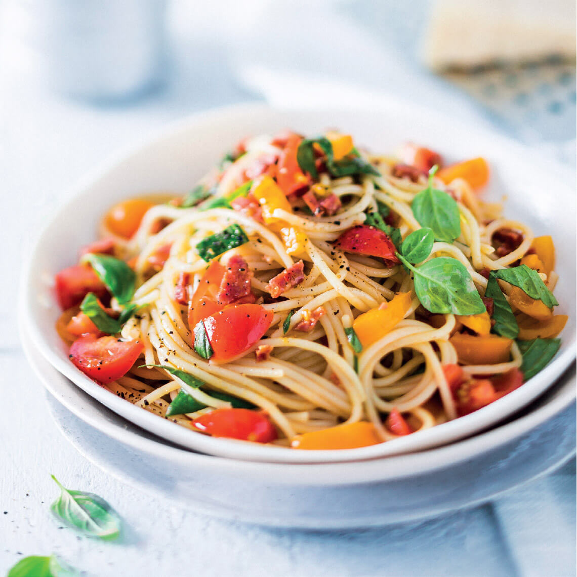 Spaghetti with Fresh Tomato And Chorizo Crumbs