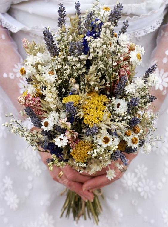 Dried wildflowers bridal bouquet