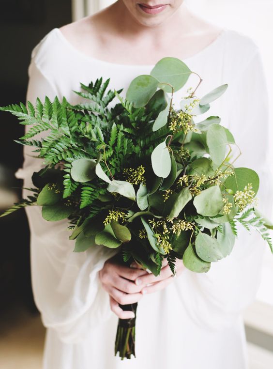 Green flowerless wedding bouquet