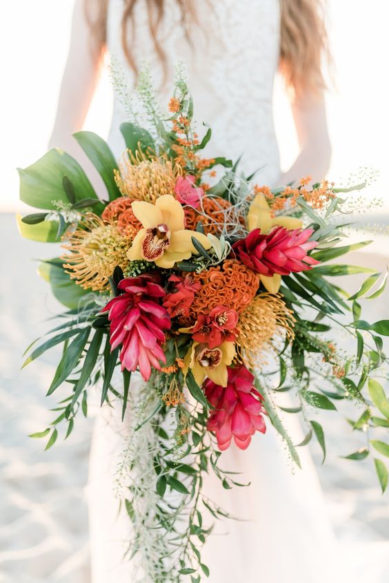 colorful tropical bridal bouquet