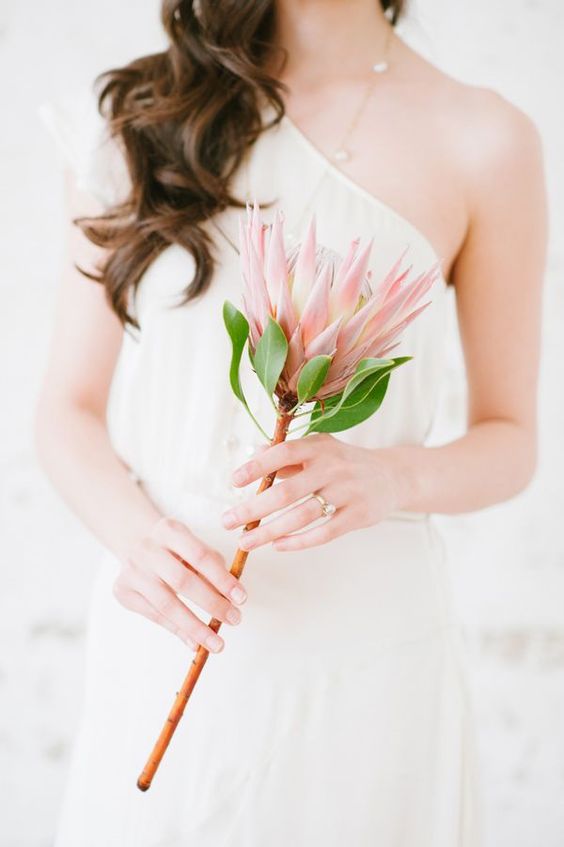 trendy pink bridal mono bouquet