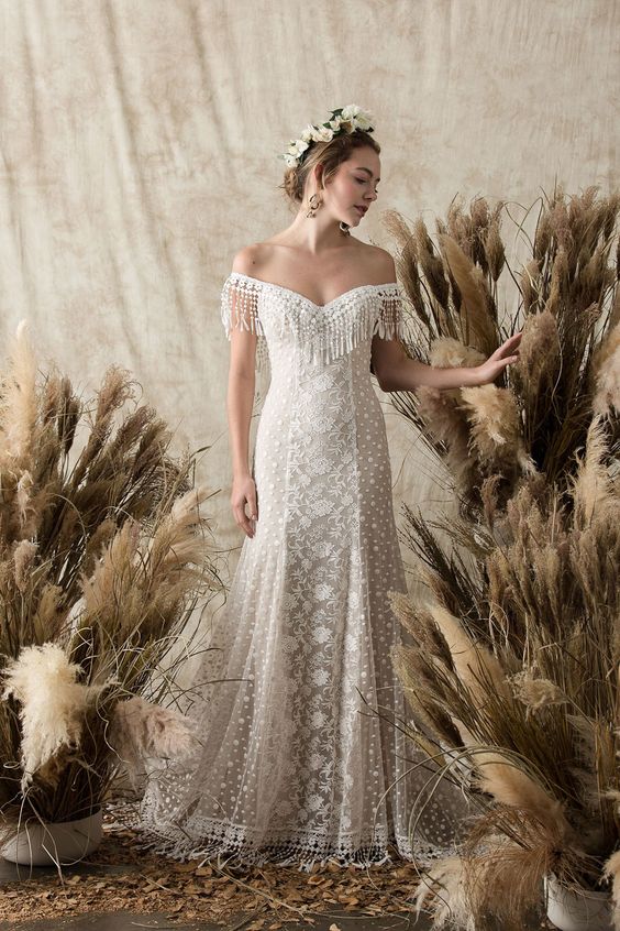 rustic boho wedding dress