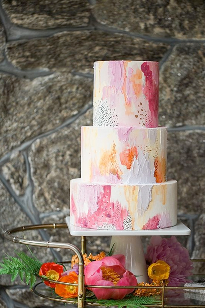 Colorful Textured Buttercream Wedding Cake