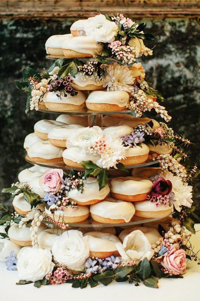 White Doughnut Wedding Cake