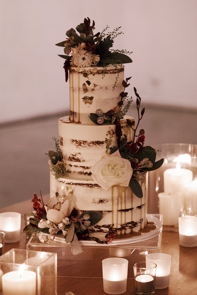 Elevated Naked Cake with flowers