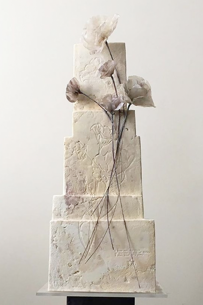 Minimalistic White Geometric Wedding Cake