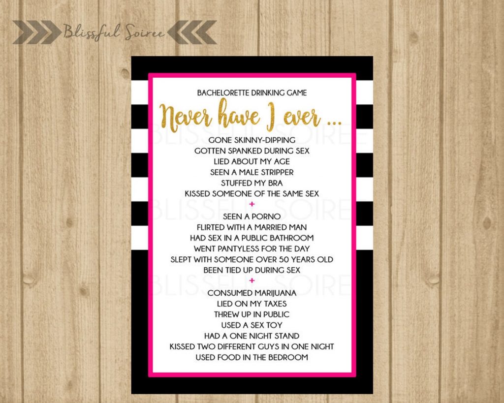 never have I ever hen party game
