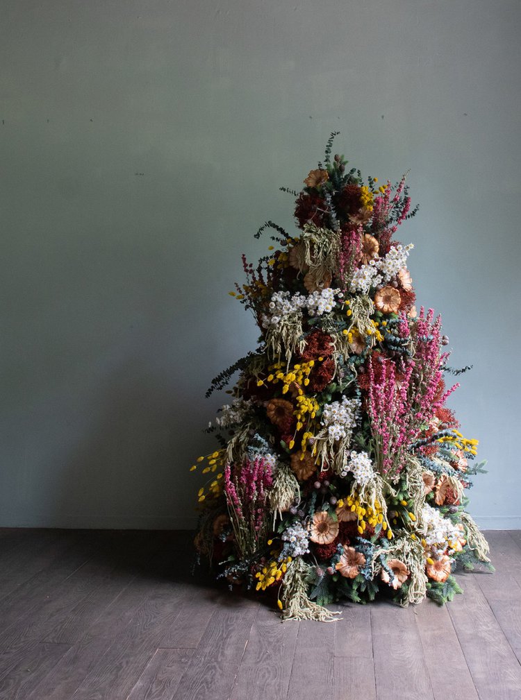Sustainable decorations like this tree from McQueens Flowers