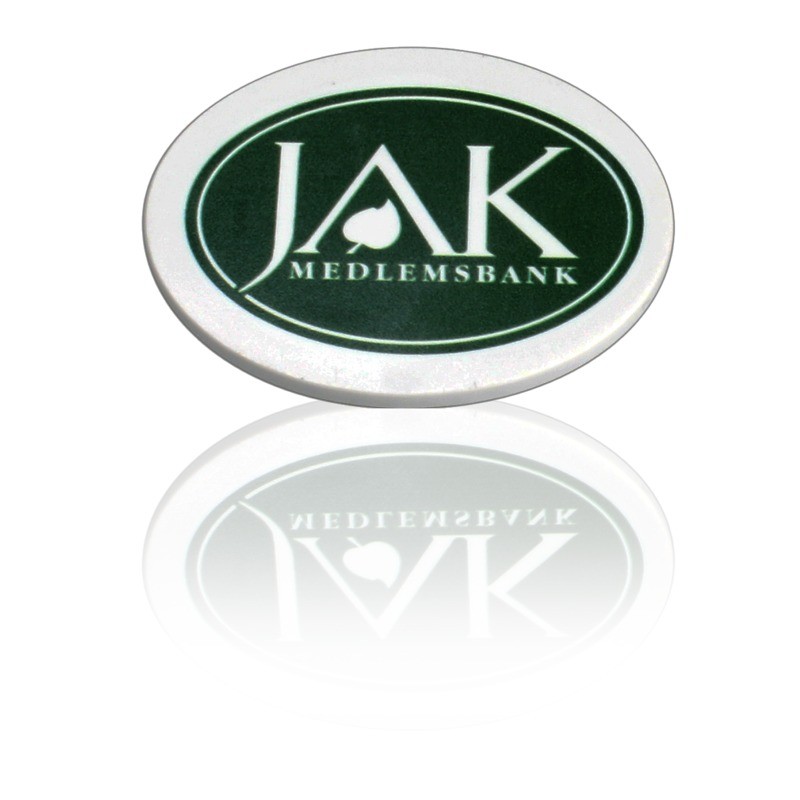 Kylskåpsmagnet hård oval 46x37 mm | vit