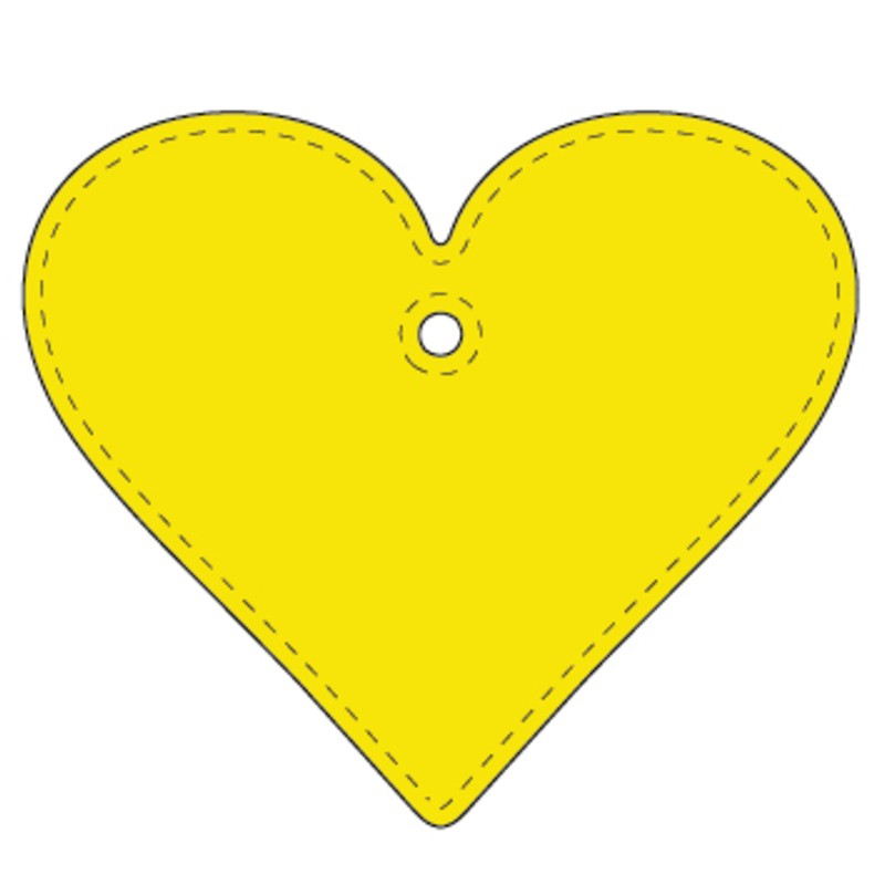 Hanger Hjärta 58x50 mm | flourgul