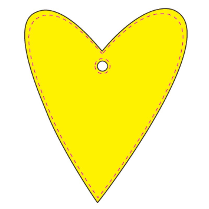 Hanger Hjärta #3 49x58 mm | flourgul