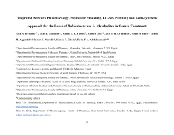 Integrated Network
Pharmacology, Molecular Modeling,
LC–MS Profiling, and Semisynthetic Approach for the Roots of Rubia tinctorum L. Metabolites in Cancer Treatment
