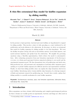 A thin-film extensional flow model for biofilm expansion by sliding motility