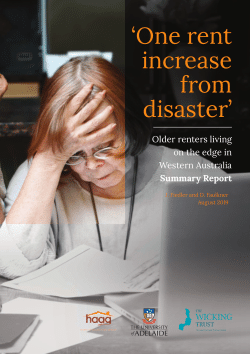 One rent increase from disaster: Older renters living on the edge in Western Australia, Summary Report