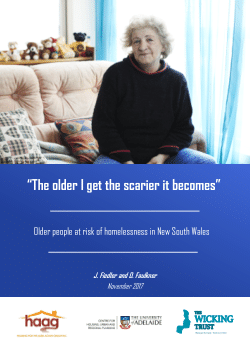 "The older i get the scarier it becomes" Older people at risk of homelessness in New South Wales,