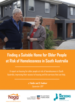 Finding a suitable home for older people at risk of homelessness in South Australia