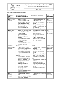 Operational framework for the conduct of the ENDIA study visits during the COVID-19 pandemic