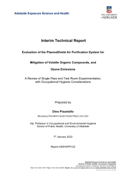 Interim Technical Report - Evaluation of the PlasmaShield Air Purification System