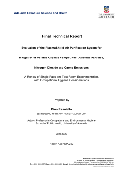 Final Technical Report - Evaluation of the PlasmaShield Air Purification System