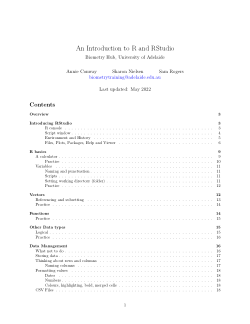 University of Adelaide Biometry Hub Introduction to R Workshop: Course Notes