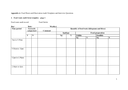Food Waste and Observation Audit Templates and Interview Questions
