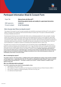 Making friends with Minecraft(TM) Participant Information Sheet and Consent forms