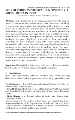 ROLE OF ETHICS IN POLITICAL GOVERNANCE VIA SOCIAL MEDIA IN INDIA