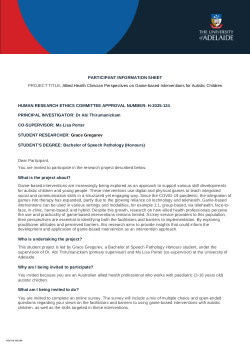 Participant Information Sheet: Allied Health Clinician Perspectives on Game-based Interventions for Autistic Children