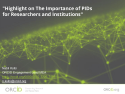 Highlight on the Importance of PIDs for Researchers and Institutions