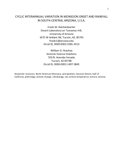 Cyclic Interannual Variation in Monsoon Onset and Rainfall in South-central Arizona, USA