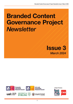 Branded Content Governance Project Newsletter Issue 3 (March 2024)