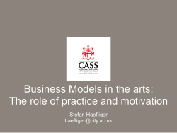 Business Models in the Arts: The role of practice and motivation