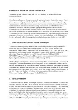 Submission to the BBC Editorial Guidelines Consultation