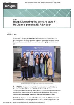 Blog: Disrupting the Welfare state – ReDigIm’s panel at ECREA 2024